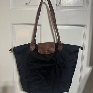 Longchamp Large Le Pilage Black and Brown Tote Bag